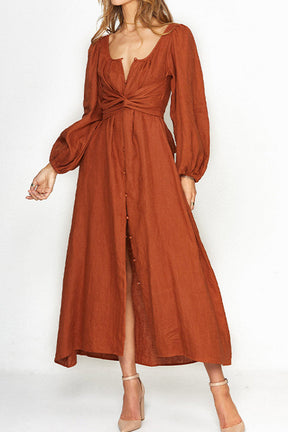 FRONT BUTTONS MULTI-WAY WRAP DRESS