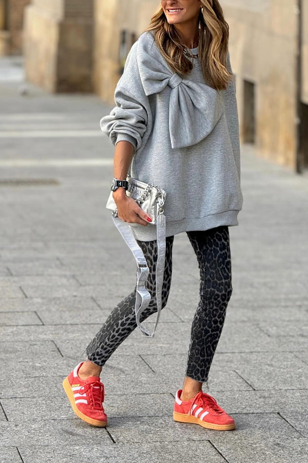 Gray Bow Maxi Sweatshirt