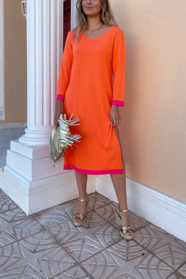 Knitted dress with cuffs combination