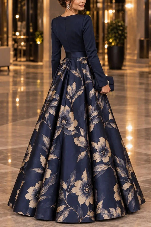 Calista Chiffon High Neck Long Balloon Sleeve Ruched Button Detail Maxi Dress