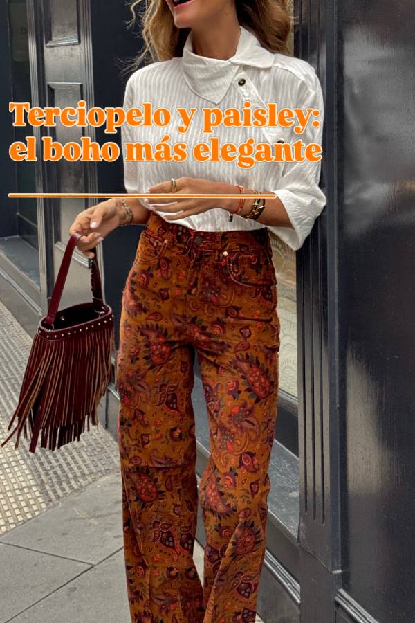 Brown Orange Paisley Print High Waist Flare Pants