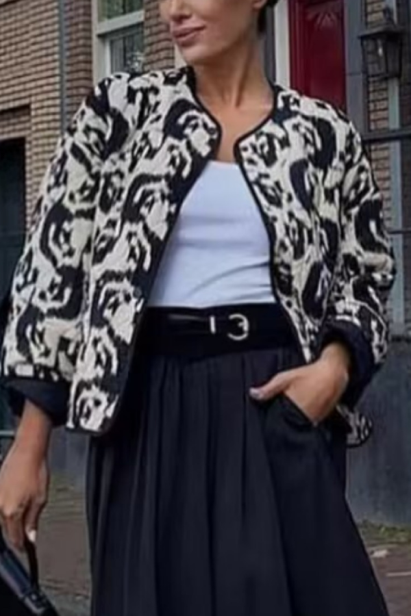 Loose Animal Print Cotton Jacket