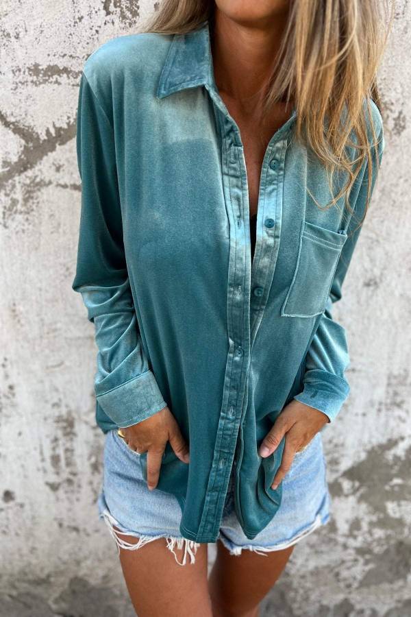 Trendy Velvet Blouse with Long Sleeve