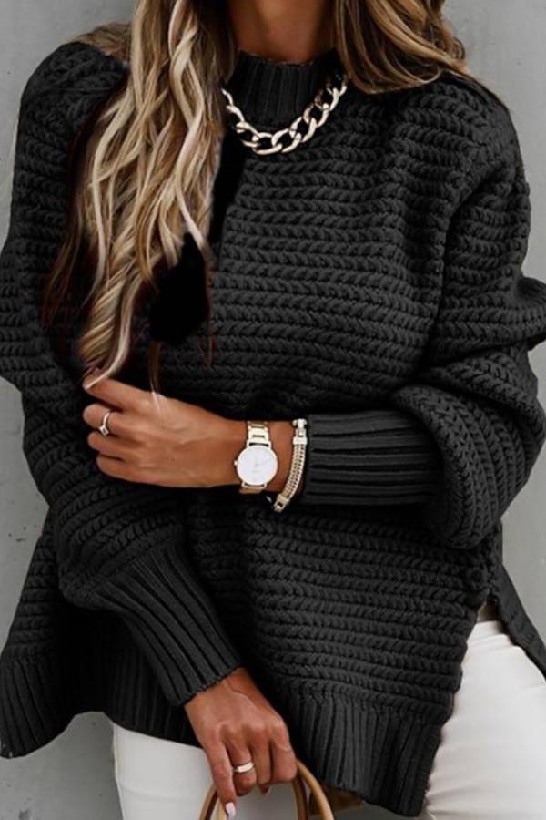 Side Split Knitted Sweater Top