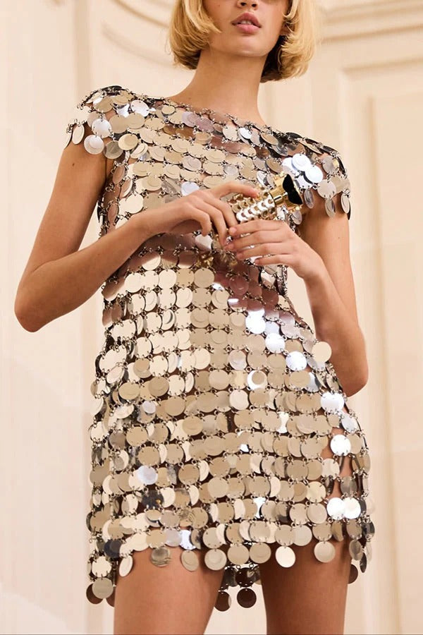 Sexy Sparkly Sequined Cutout Mini Dress