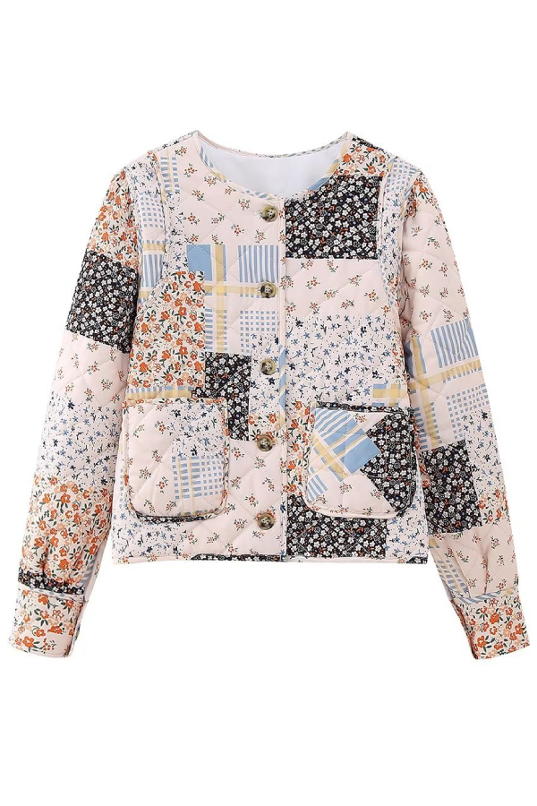Printed Cotton Jacket with Large Pockets