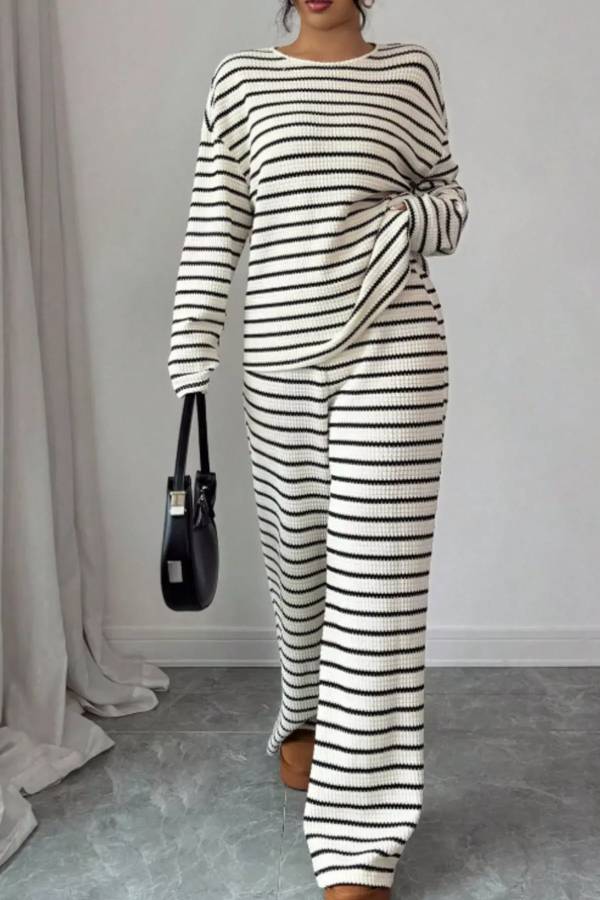 Striped Relaxed Fit Top and Pants Set