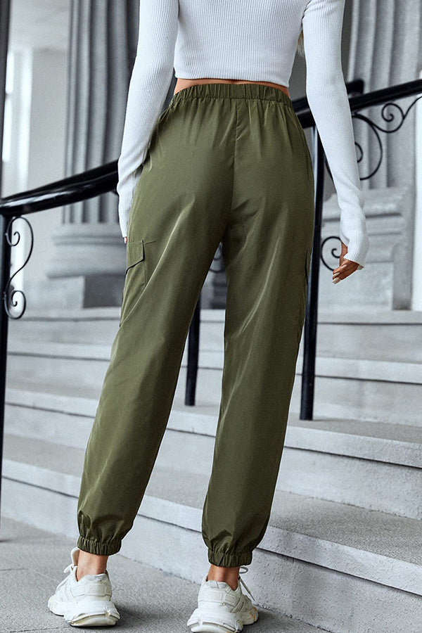 Multicolor Casual Cargo Pants Multi-Pocket Skinny Pants