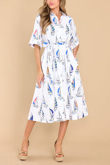 Out On The Water White Multi Print Dress