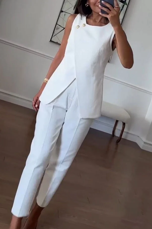 Fashion Commuter Irregular Vest & Pants Two-piece Set