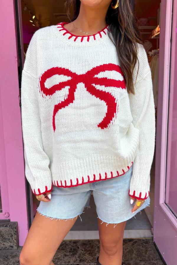 Rosalia Red Bows Knit Sweater