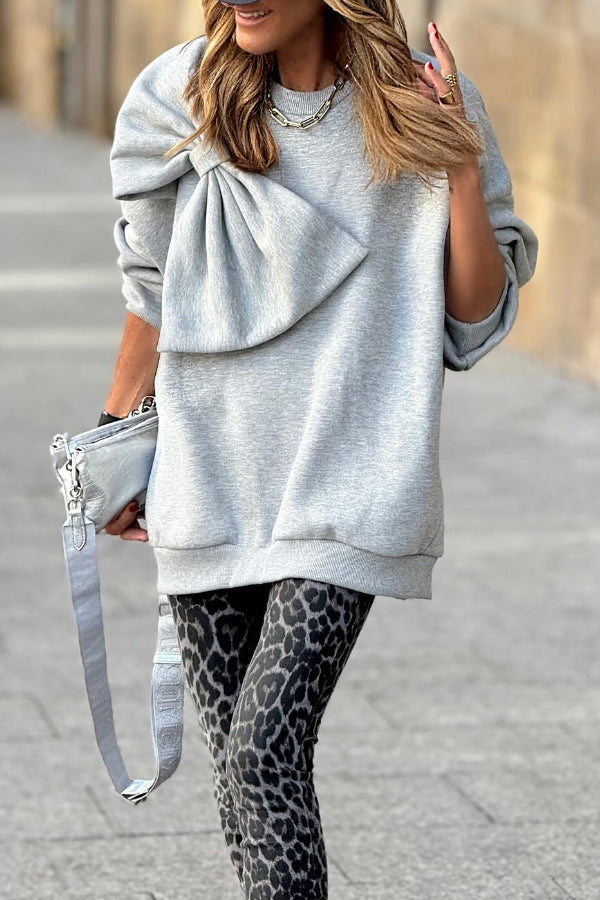 Gray Bow Maxi Sweatshirt