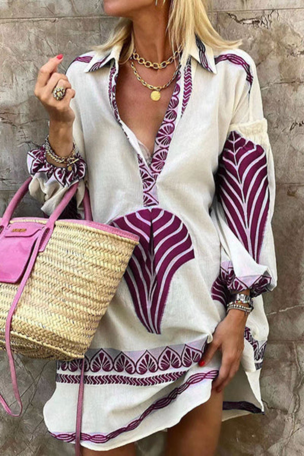 Printed Tunic Shirt Mini Dress