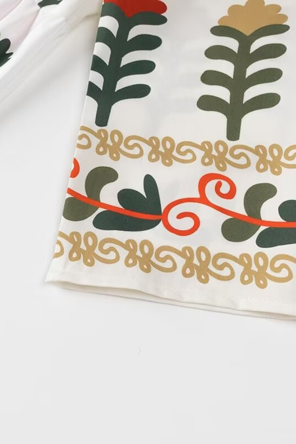 Positioning Plant Leaf Print Long Dress
