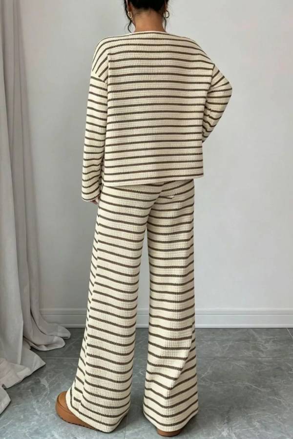 Striped Relaxed Fit Top and Pants Set