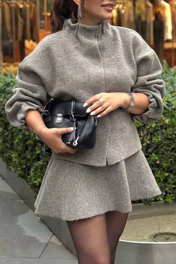 Women's Knit Jacket and Skirt Coordinated Set