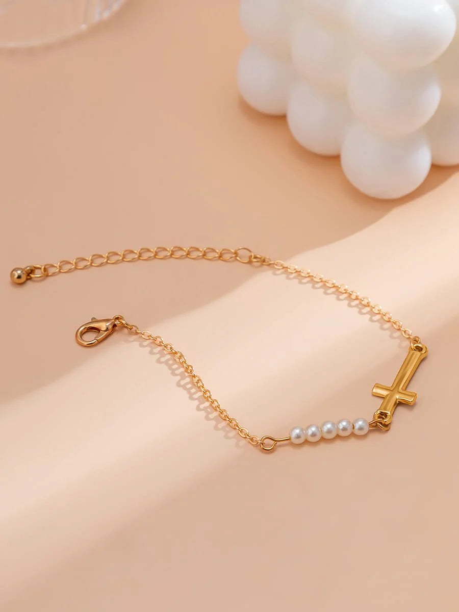 Pearl Cross Bracelet