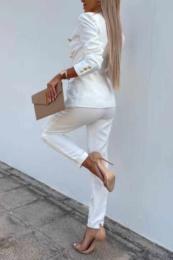 Gold Button Double Breasted Blazer