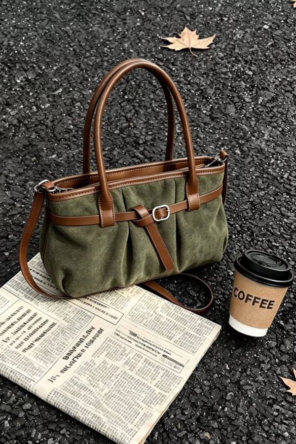 Vintage Ruched Crossbody Bag