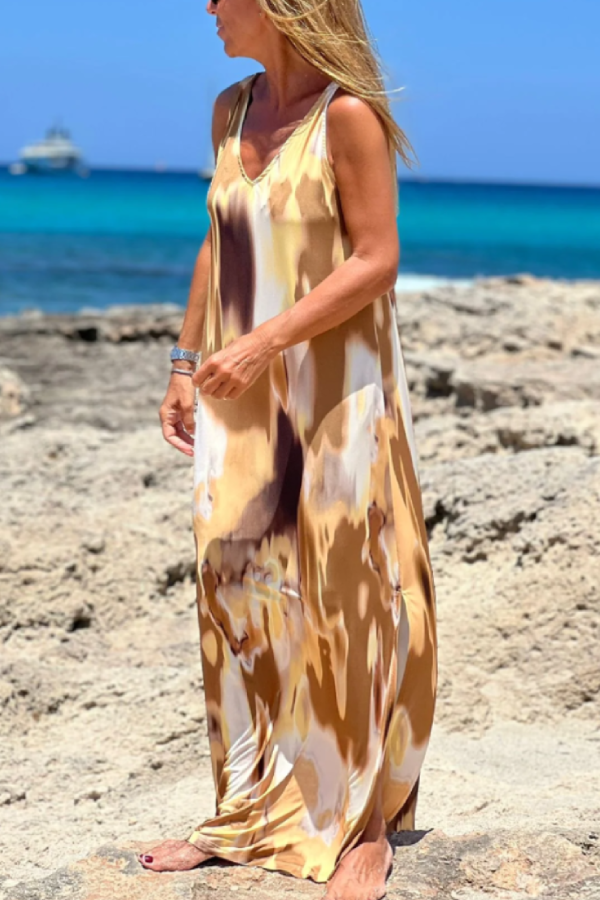 Multicolor Printed Suspender Dress