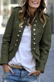 Stylish Long Sleeve Buttoned Coat