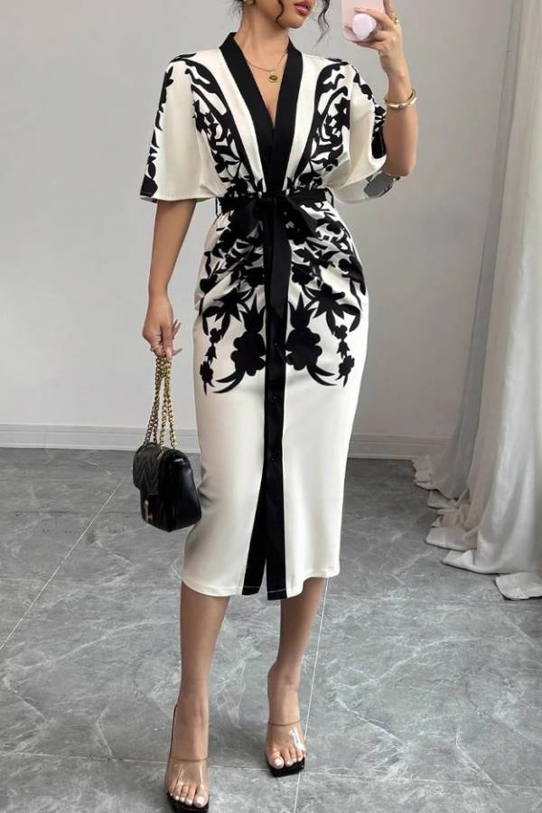 Printed split cuff cardigan