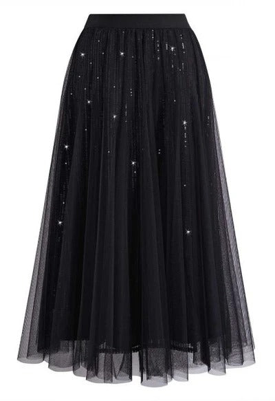 Elena Shimmer Tulle Maxi Skirt