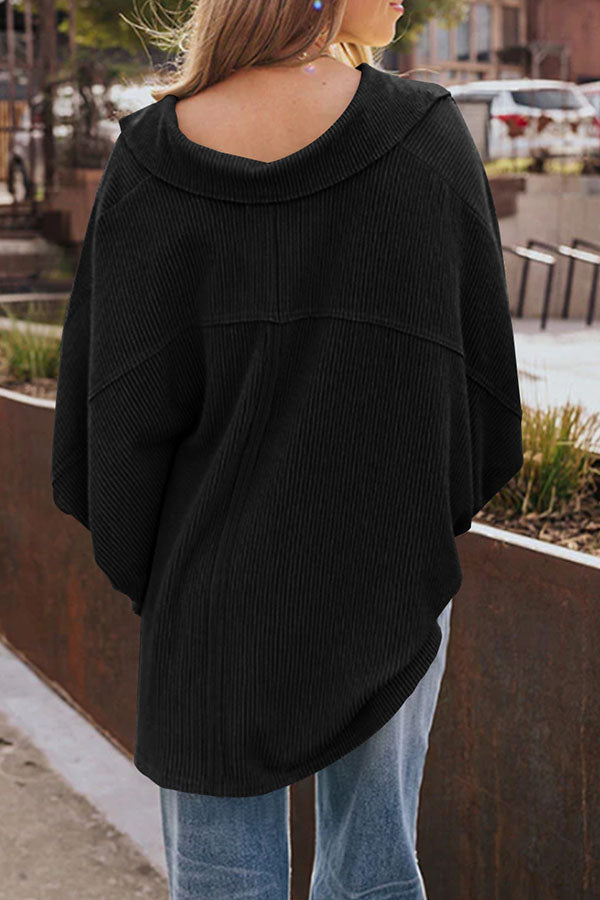 Lapel Knit Long Sleeve Top