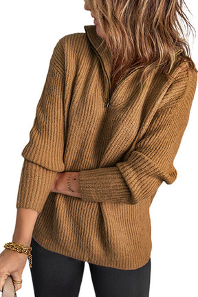 Autumn and winter new style zipper half cardigan casual knitted pullover