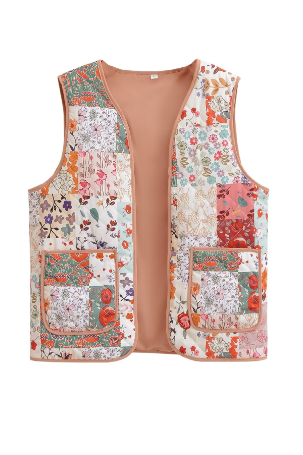 Printed Cotton Jacket + Vest + Skirt Set