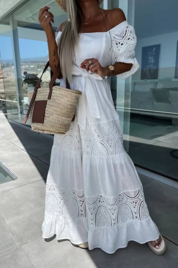 Loose Lace Hollow Long Skirt