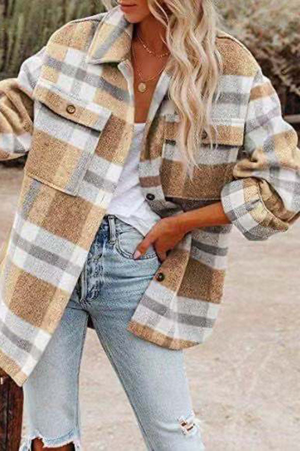 Plaid Pocketed Jacket