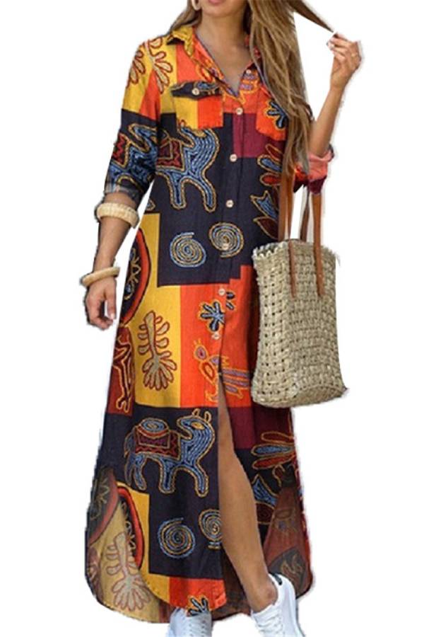 Art print shirt dress