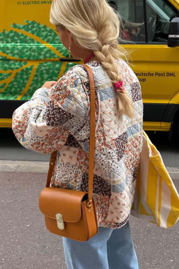 Printed Cotton Jacket with Large Pockets