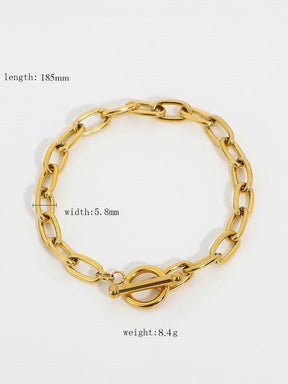 Rectangular Link T-Bar Bracelet - Gold