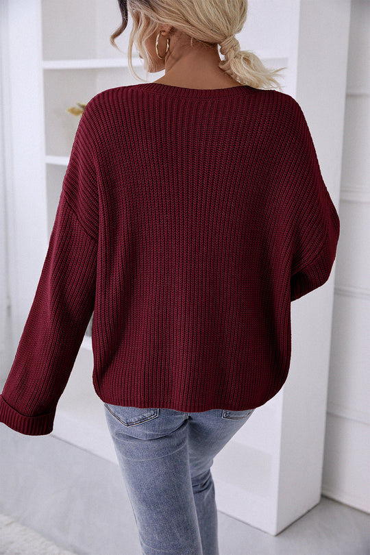 Pocket Oversized Knitted Pullover Sweater