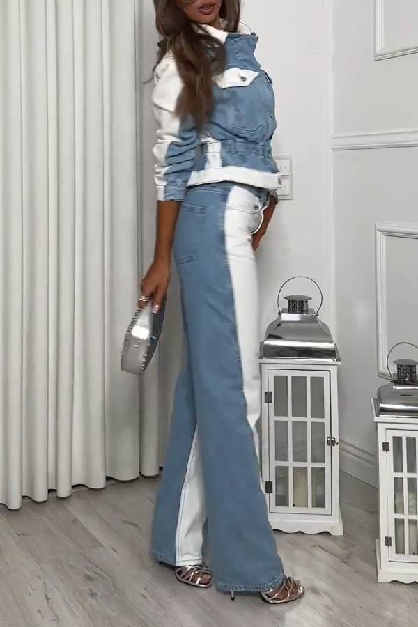 STRAIGHT LEG MID-RISE COMBINED JEANS