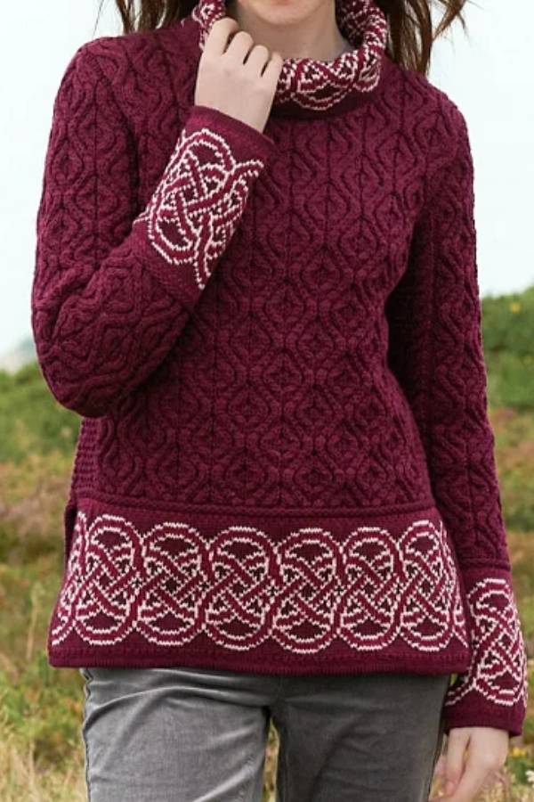 Woman Celtic Jacquard Aran Sweater