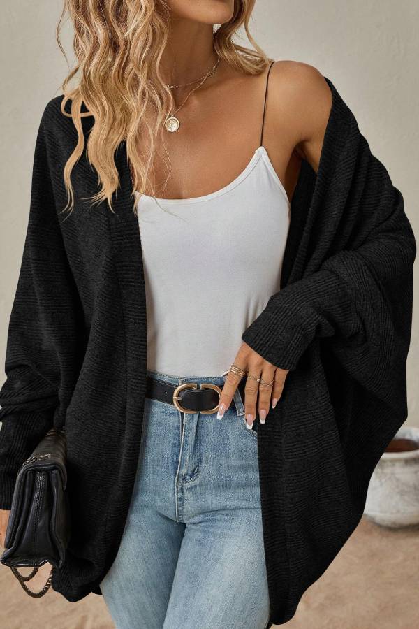 Fashion Bat Sleeve Cardigan Loose Knitted Jacket