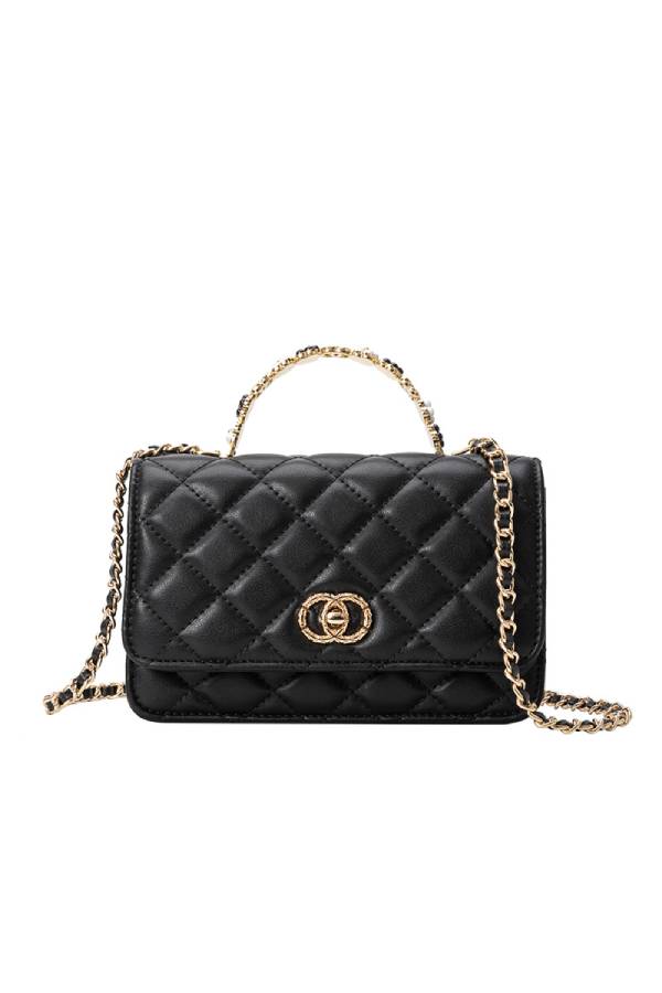 Classic cowhide quilted chain lock bag