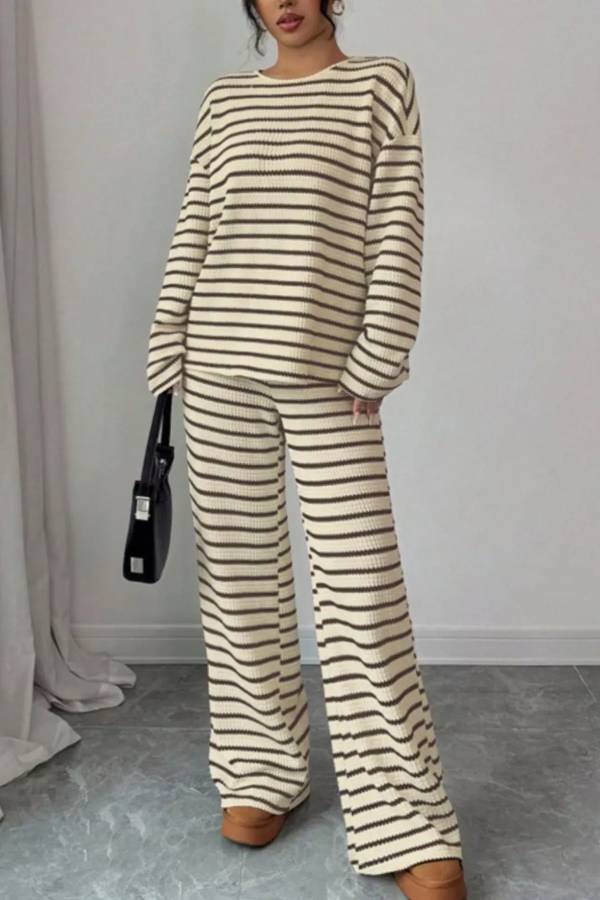 Striped Relaxed Fit Top and Pants Set
