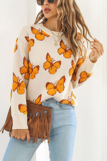 Three-dimensional butterfly women's loose autumn and winter long-sleeved sweater