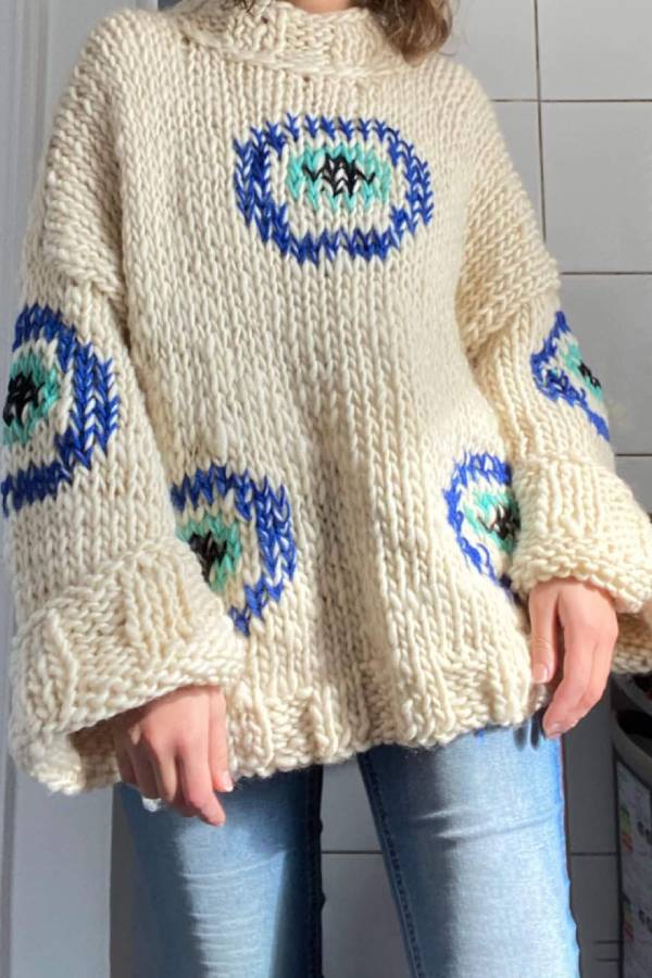 Casual Street Circle Pattern Loose Sweater