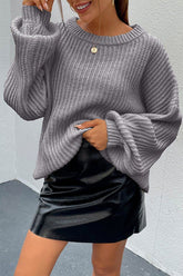 Loose Drop Shoulder Lantern Sleeve Oversized Knit Sweater
