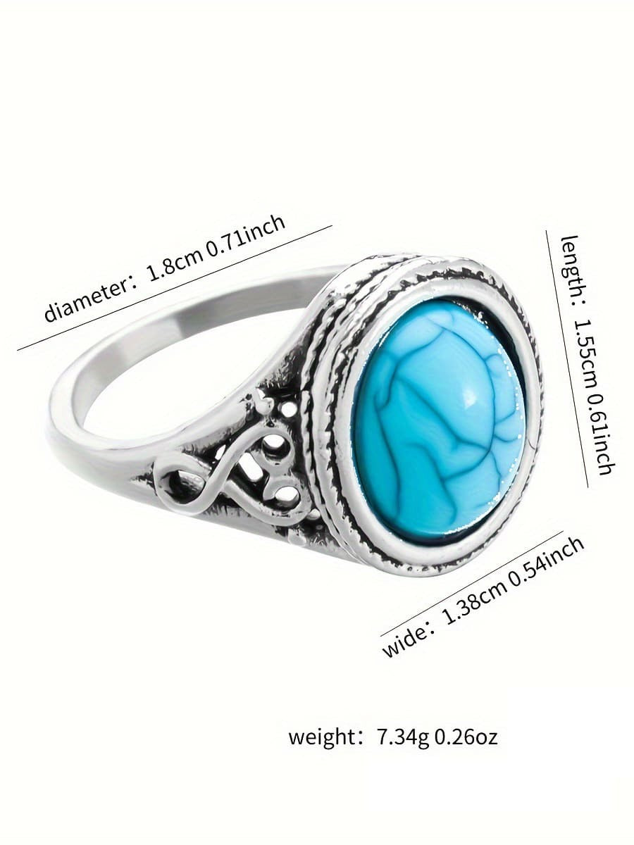 Sterling Silver Ring with Exquisite Blue Stone