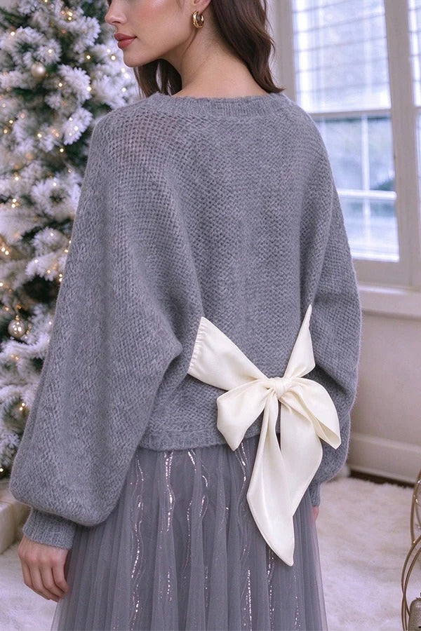 Elena Bow-Back Knit Sweater