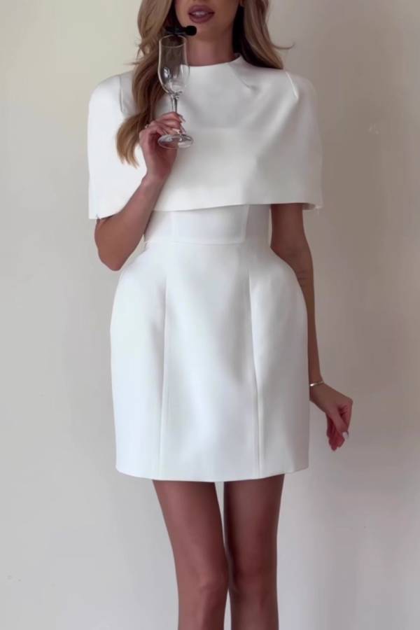 Cape Two‑Piece Mini Evening Dress