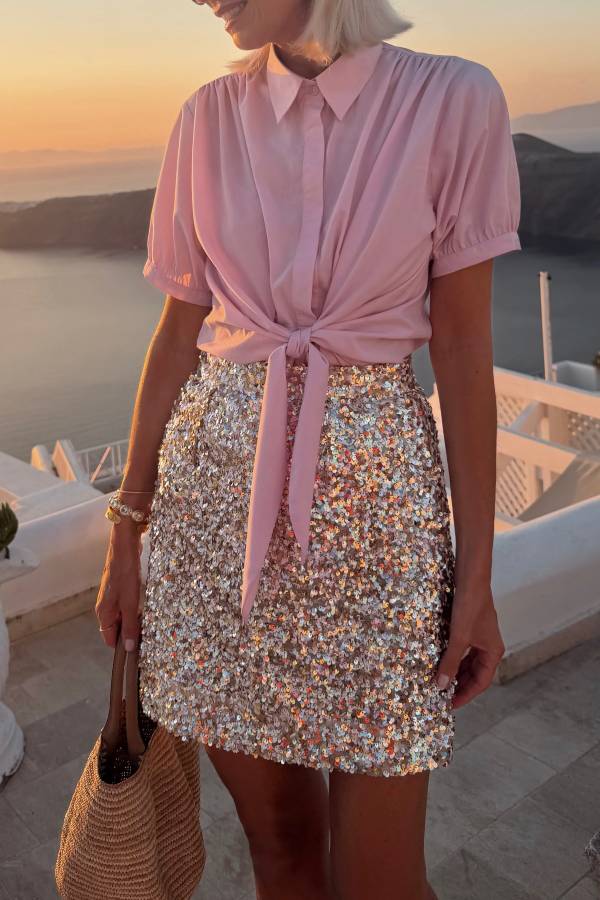 Iridescent Sequin Bodycon Mini Skirt