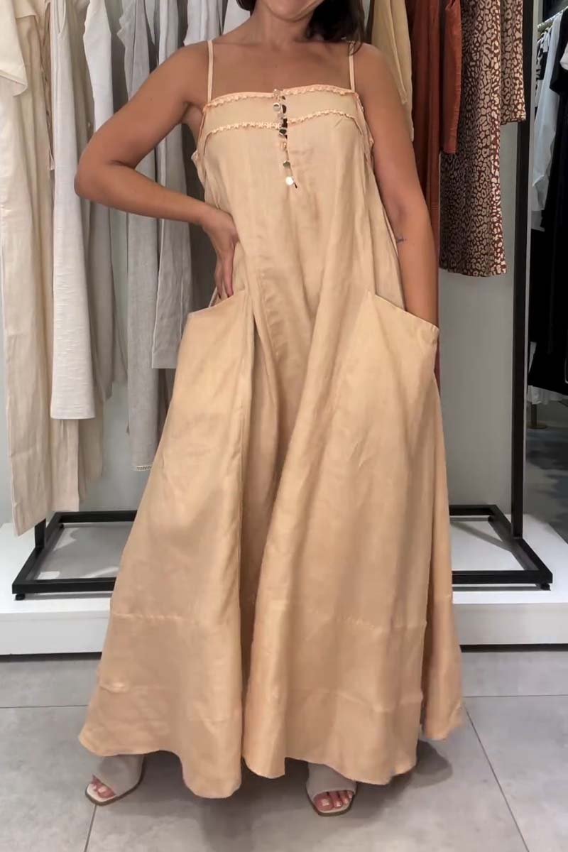 Off-the-shoulder Strappy Loose Dress