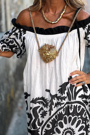 One-shoulder loose holiday beach dress
